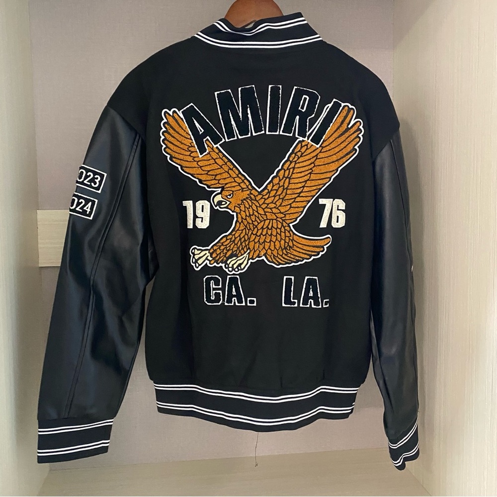 AMIRI Eagle Varsity Logo Leather Panel
Bomber Collar Jacket - Picture 8 of 10